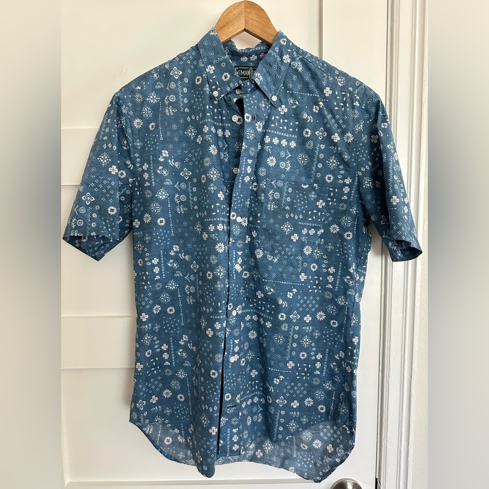 Gitman Brothers Blue Índigo Short Sleeve Button Down M